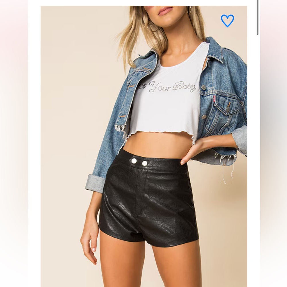 Superdown faux leather moto mini shorts